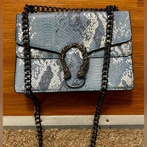 Women Small Satchel Bag NWOT Snake Printed PU Leather Shoulder Crossbody Chain